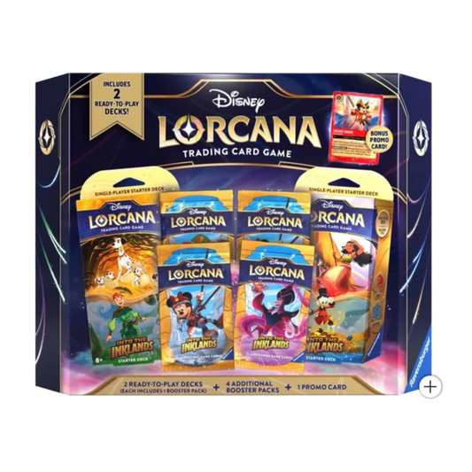 Disney Lorcana Trading Card Game - Into The Inklands - 2 Ready to Play Decks + 4 Additional Booster Packs + 1 Promo Card