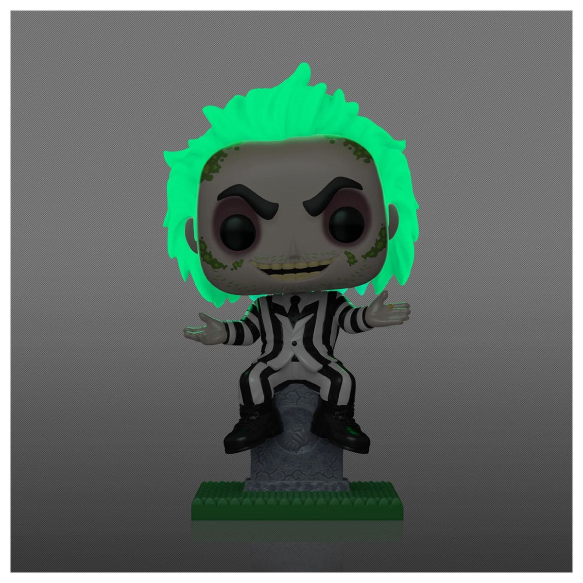 Beetlejuice on Tombstone Funko Pop! Plus - Approx. 4 1/2" Glows In The Dark Entertainment Earth Exclusive Collectible Vinyl Figure #1757 with Display Box Protector Case