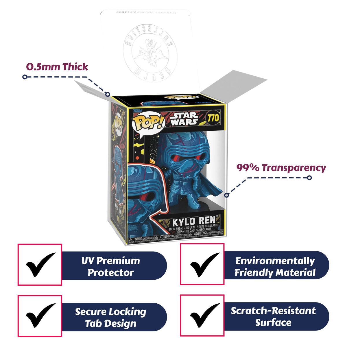 Kylo Ren (Retro) Funko Pop! Star Wars: Episode 7 - Approx. 4 1/4" Collectible Vinyl Figure #770 with Display Box Protector Case