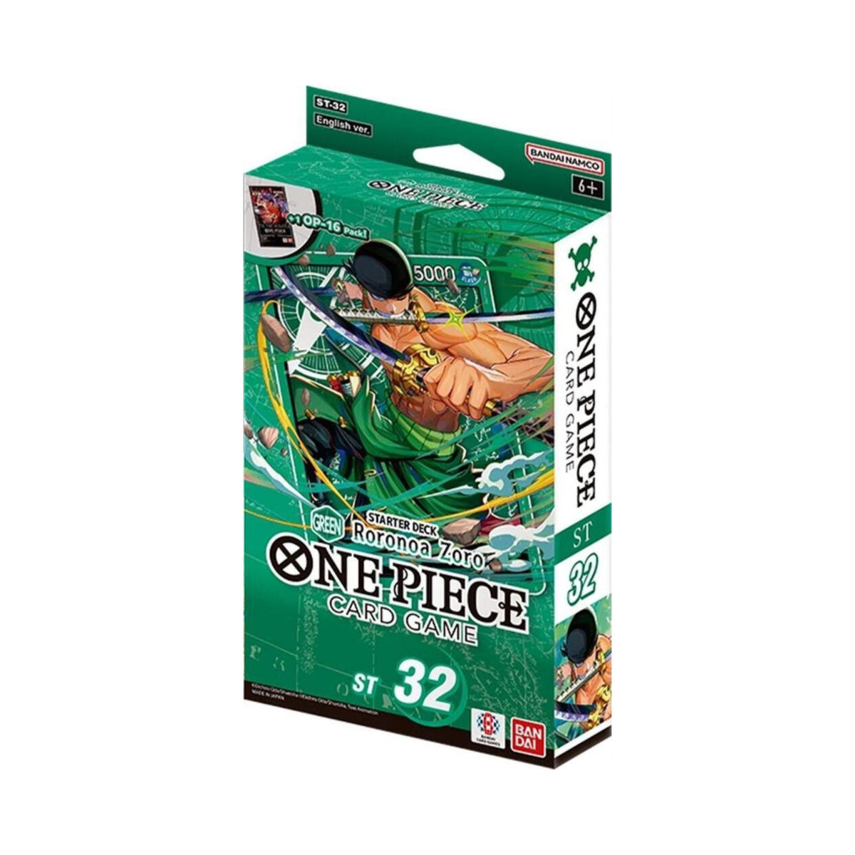 One Piece Card Game Starter Deck ST-32 Green Roronoa Zoro | Official Bandai Starter Deck | 51-Card Ready-to-Play Deck with Leader Card, 10 DON!! Cards & Rule Index | Strategy TCG