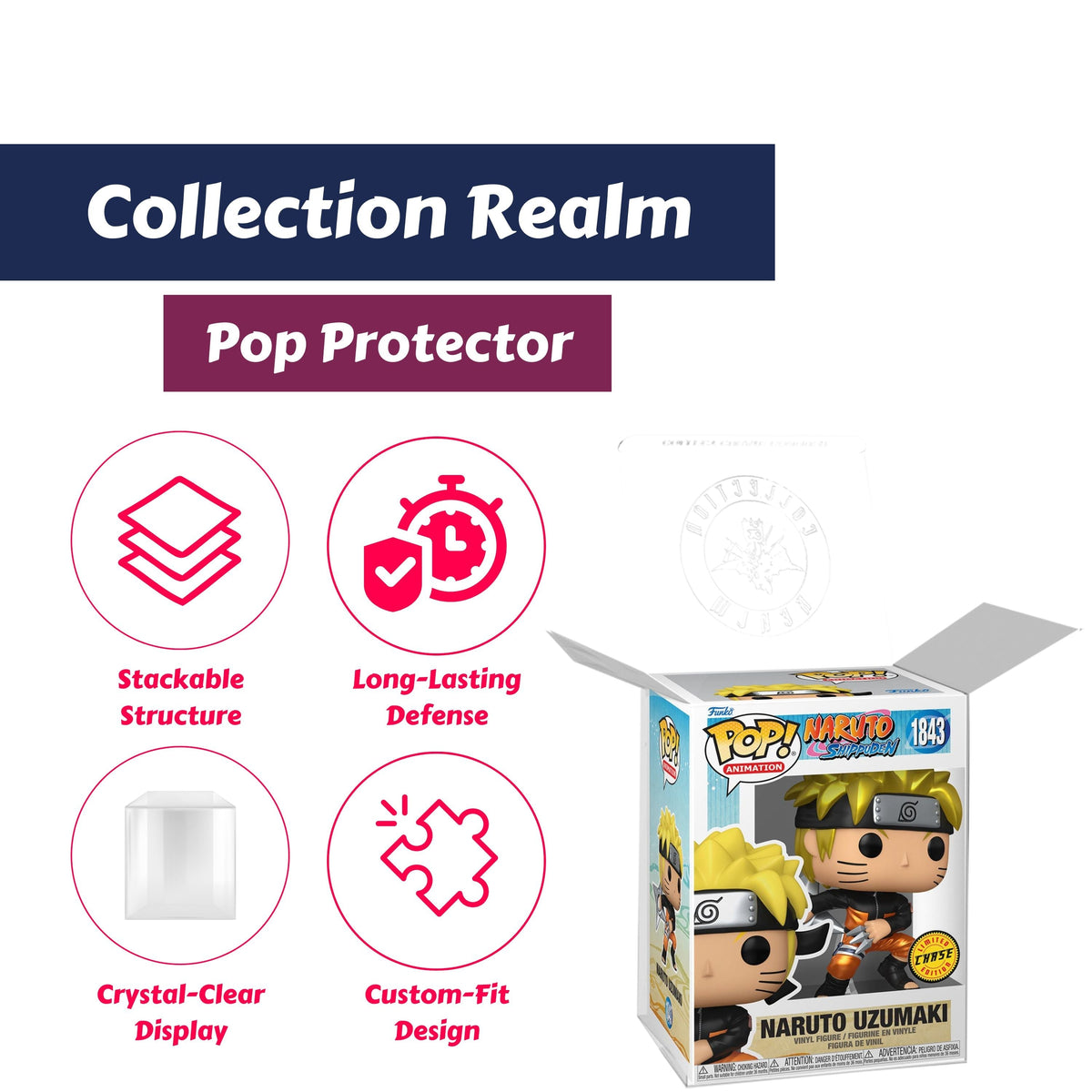Naruto Uzumaki with Shuriken Funko Pop! Naruto Shippuden - Approx. 4 1/2" Collectible Chase Limited Edition Vinyl Figure #1843 with Display Box Protector Case