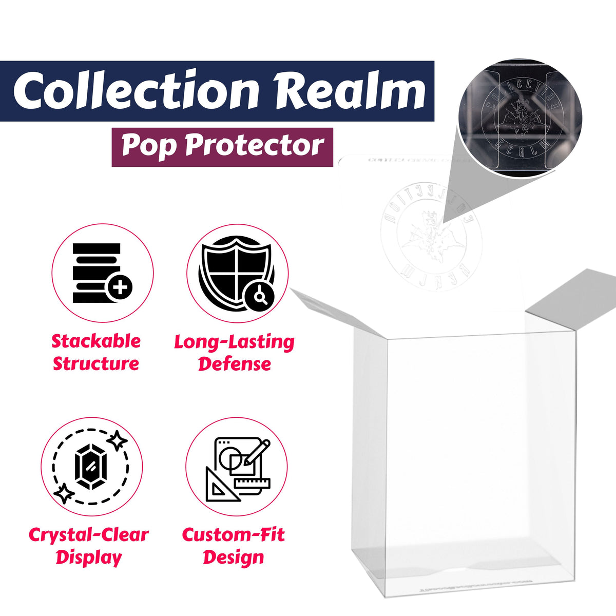 25-Pack Crystal Clear Vinyl Figure Protectors Compatible with 4-Inch Collectibles – Heavy-Duty Display Cases with 0.5mm Thickness for Water, Dust & UV Protection