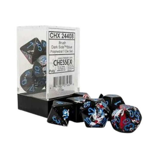 Chessex Dice Brush Polyhedral 7 Die Set Dark Side Blue RPG Dice Set Tabletop Game