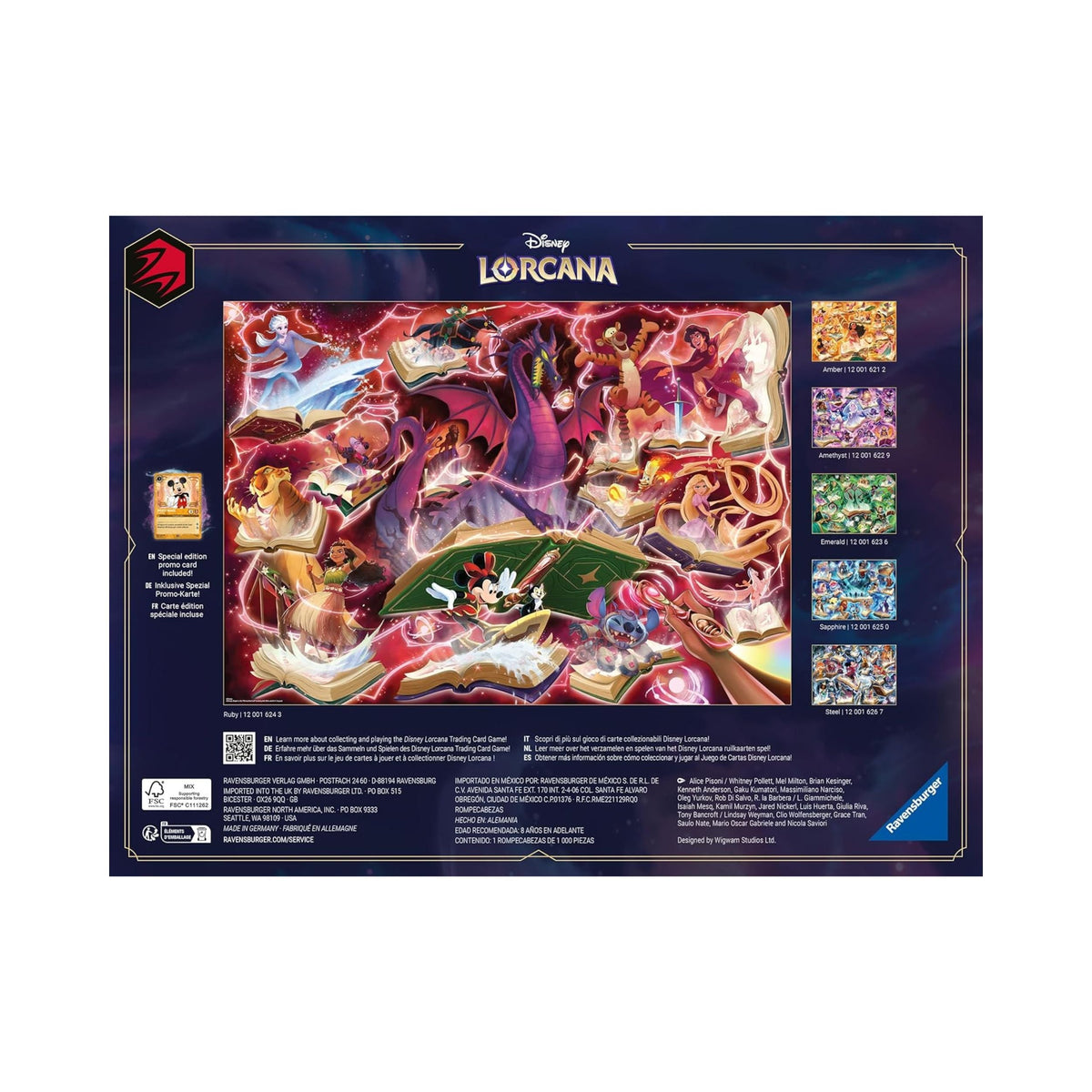 Disney Lorcana TCG Glimmers of the Realm Puzzle Ruby by Ravensburger, 1000 Piece Disney Puzzle for Adults, Disney Lorcana Collectible Jigsaw, Ravensburger 1000 Piece Puzzle