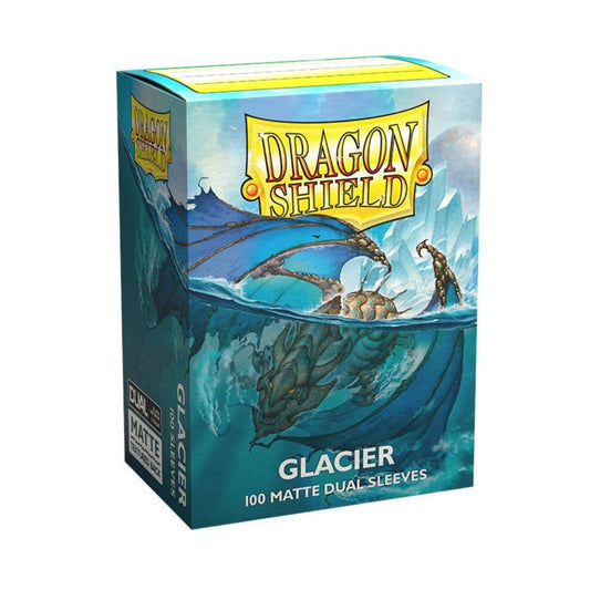 Dragon Shield Dual Matte Sleeves Glacier 100CT Standard Size Card Sleeves for MTG, Pokémon, Lorcana, Flesh and Blood, Textured Matte Back, Clear Front, Black Interior, 100 Count