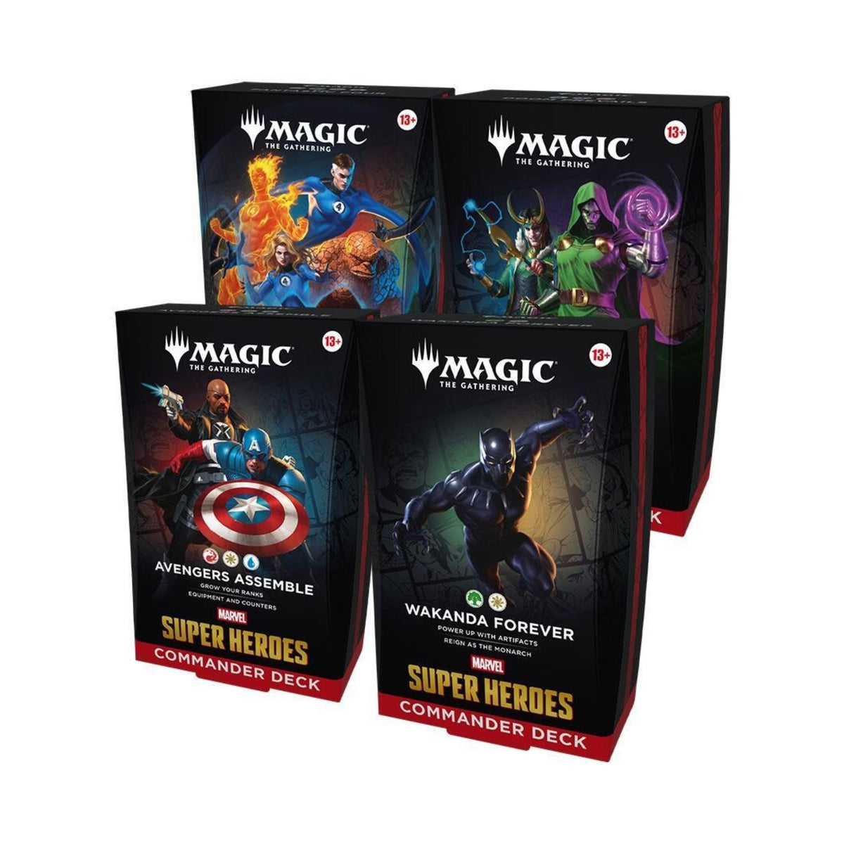 MTG Marvel Super Heroes Commander Deck 4ct – Ready-to-Play Magic: The Gathering Decks Featuring Heroes & Villains from the Marvel Universe