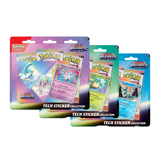 Pokemon TCG Prismatic Evolutions Tech Sticker Collection - Set of 3 Factory Sealed