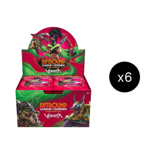Riftbound League of Legends TCG Vendetta Booster Box Case | 6 Booster Displays per Case | 24 Packs per Display | 14 Cards per Pack | Trading Card Game Collectible Sealed Case