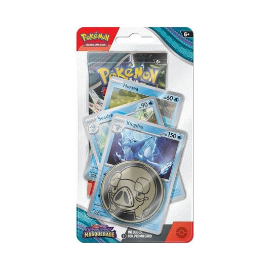 Pokemon TCG Scarlet and Violet Twilight Masquerade Premium Checklane Blister - Horsea, Seadra, and Kingdra