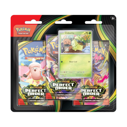 Pokemon TCG: Mega Evolutions ME3 - Perfect Order 3-Pack Blister | Trading Cards Booster Pack, Collectible Pokemon Cards, TCG Card Deck & Anime Cards Set