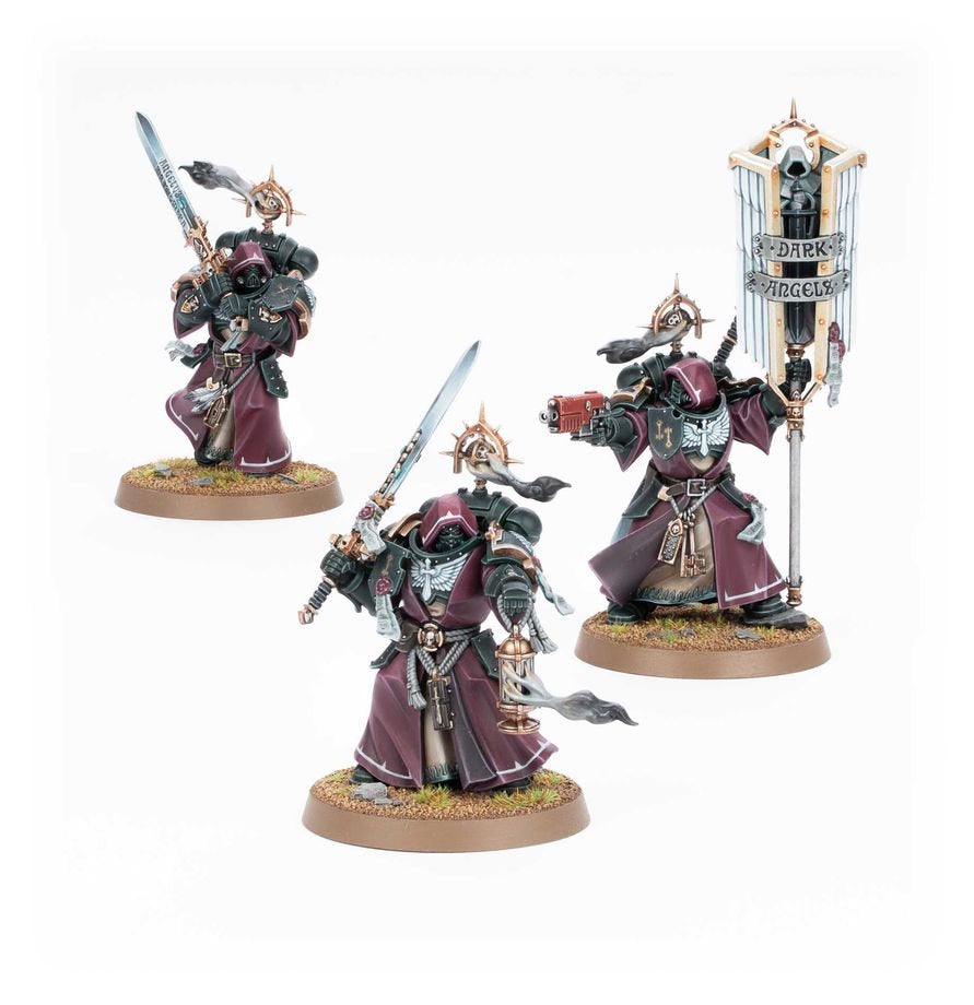 Warhammer 40K Dark Angels Inner Circle Companions – 3 Elite Melee Veterans Miniatures with Calibanite Greatswords, Customizable Poses & Transfer Sheet