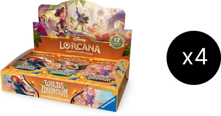 Disney Lorcana TCG Wilds of the Unknown Booster Box Case | 4 Booster Boxes per Case | 24 Packs per Box | Trading Card Game Collectible Cards