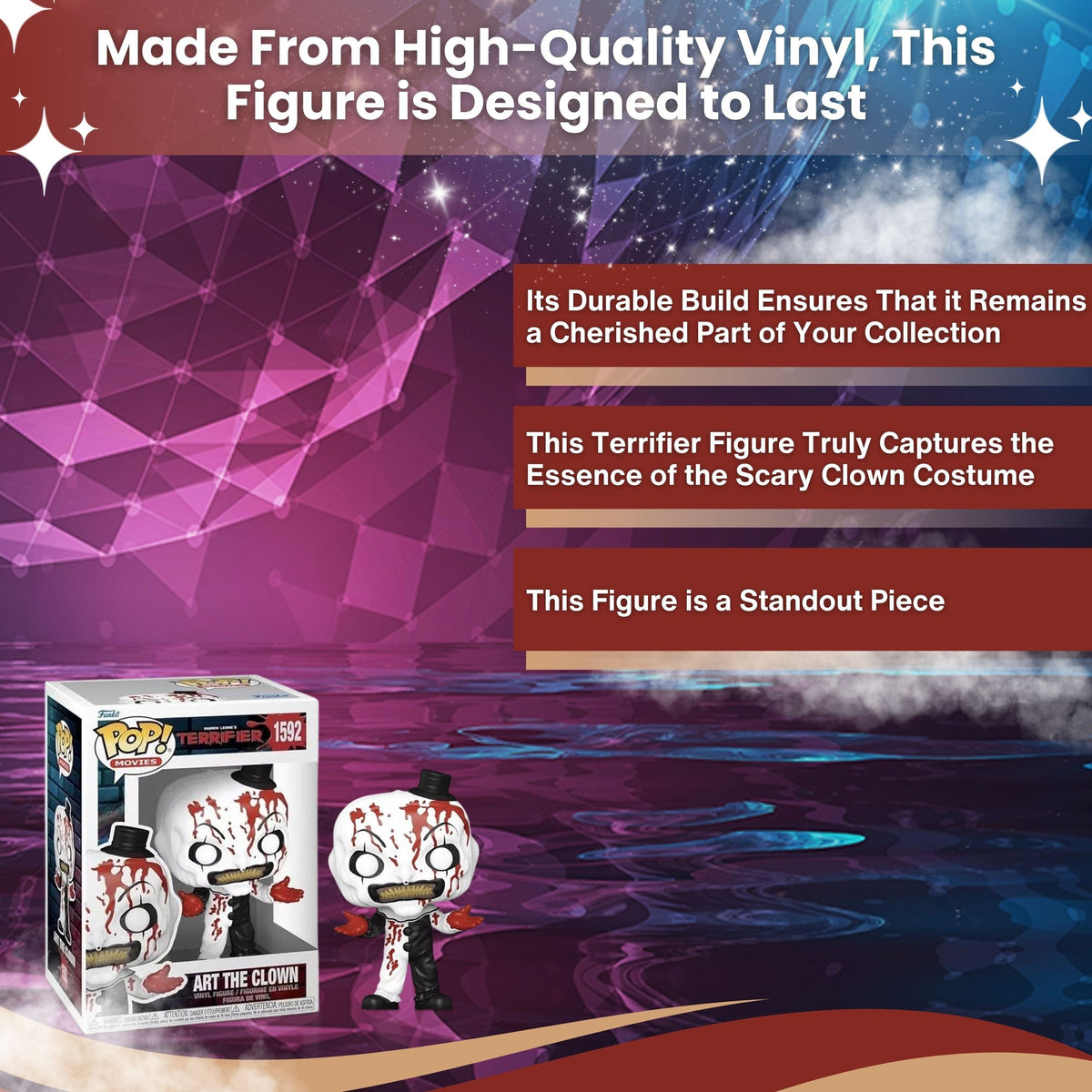 Bloody Art The Clown Funko Pop! Movies: Terrifier - Approximately 4 1/4" Horror Vinyl Figure #1592 with Display Box Protector Case