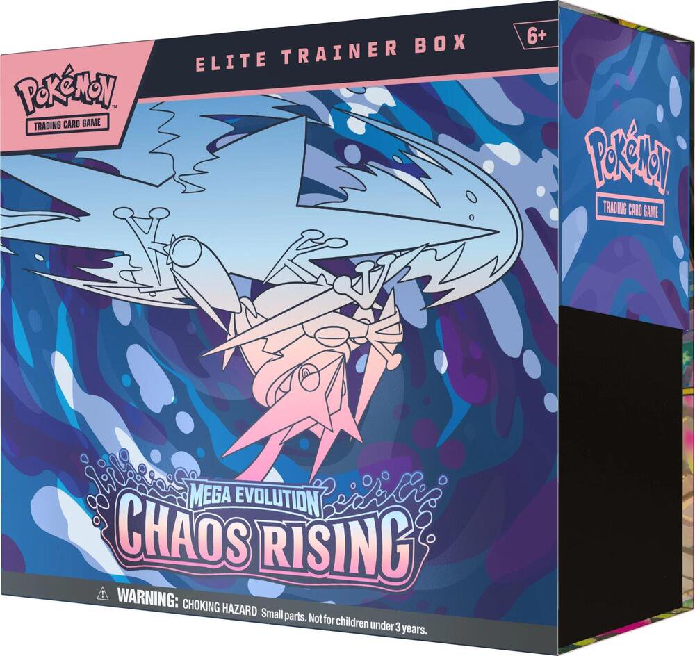 Pokémon Trading Card Game Chaos Rising Elite Trainer Box ME04 – ETB Expansion Set with Booster Packs, Card Sleeves, Dice & Collectible Pokémon Cards for Deck Building