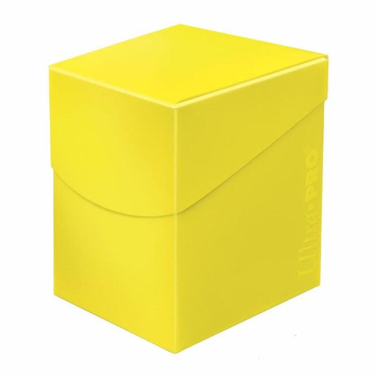 Ultra PRO Deck Box: PRO 100+ Eclipse - Lemon Yellow | Holds Up to 110 Standard Gaming Sleeved Cards | Self-Locking Lid & Thumb Notch for Easy Access | Durable Card Storage Box