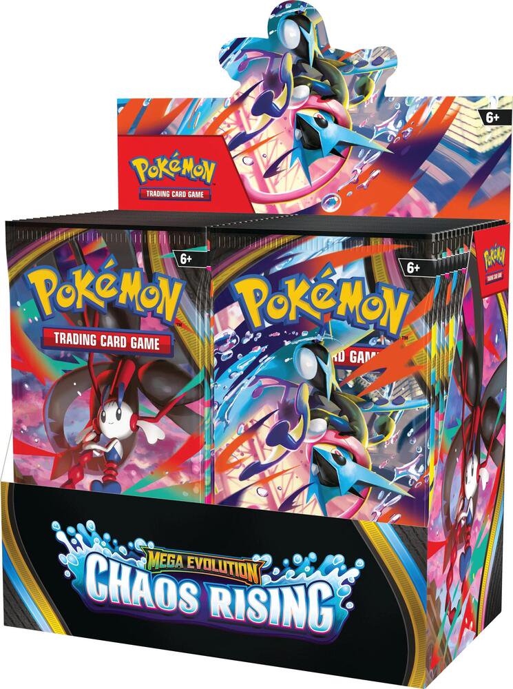 Pokemon TCG Chaos Rising Booster Box ME04 – Chaos Rising Expansion Set, Trading Card Game Booster Packs, Collectible Pokémon Cards for Players & Collectors