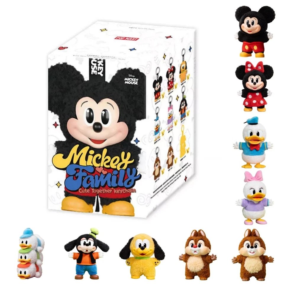 Pop Mart Mickey Family Cute Together Keychain Plush Single Blind Box – Disney Collectible Surprise Toy