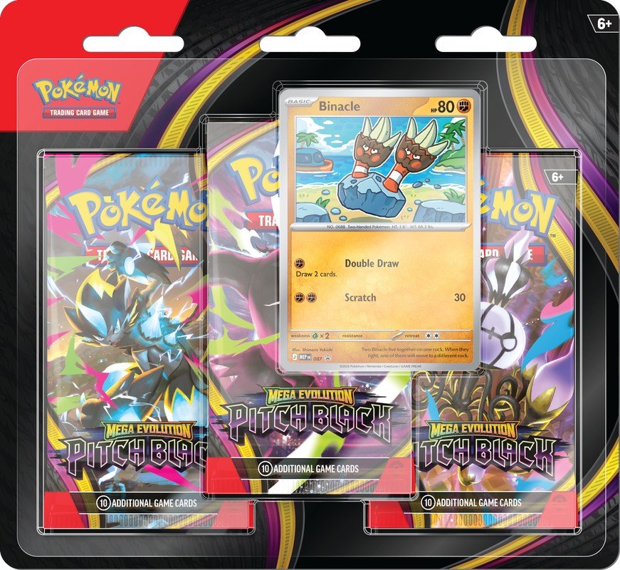 Pokémon TCG Mega Evolution Pitch Black 3-Pack Blister | Mega Darkrai ex & Mega Zeraora ex Pokémon Cards | Official Pokémon Trading Card Game Booster Packs