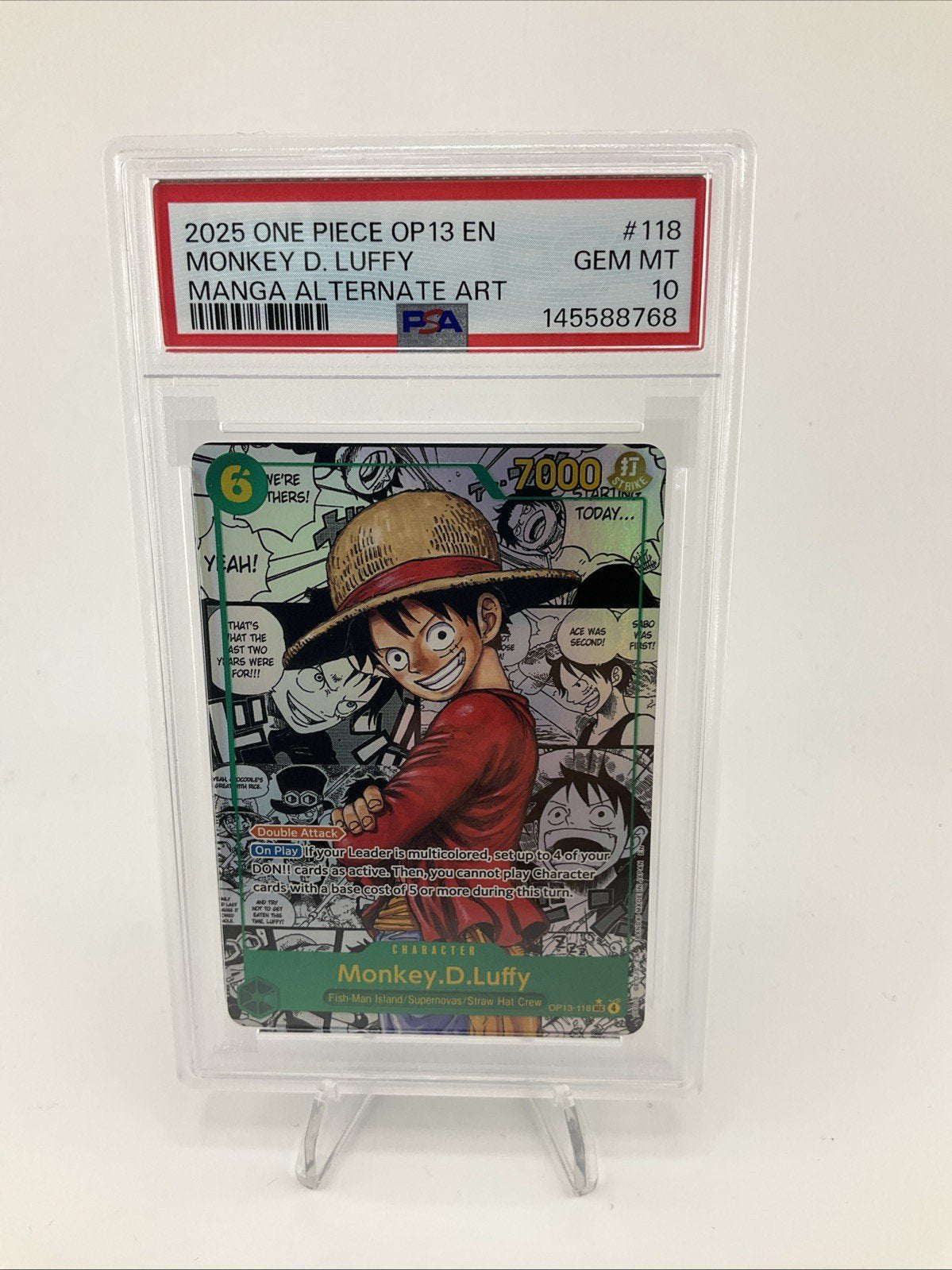 One Piece OP-13 118 Monkey D. Luffy Manga PSA 10 GEM MINT Carrying On His Will