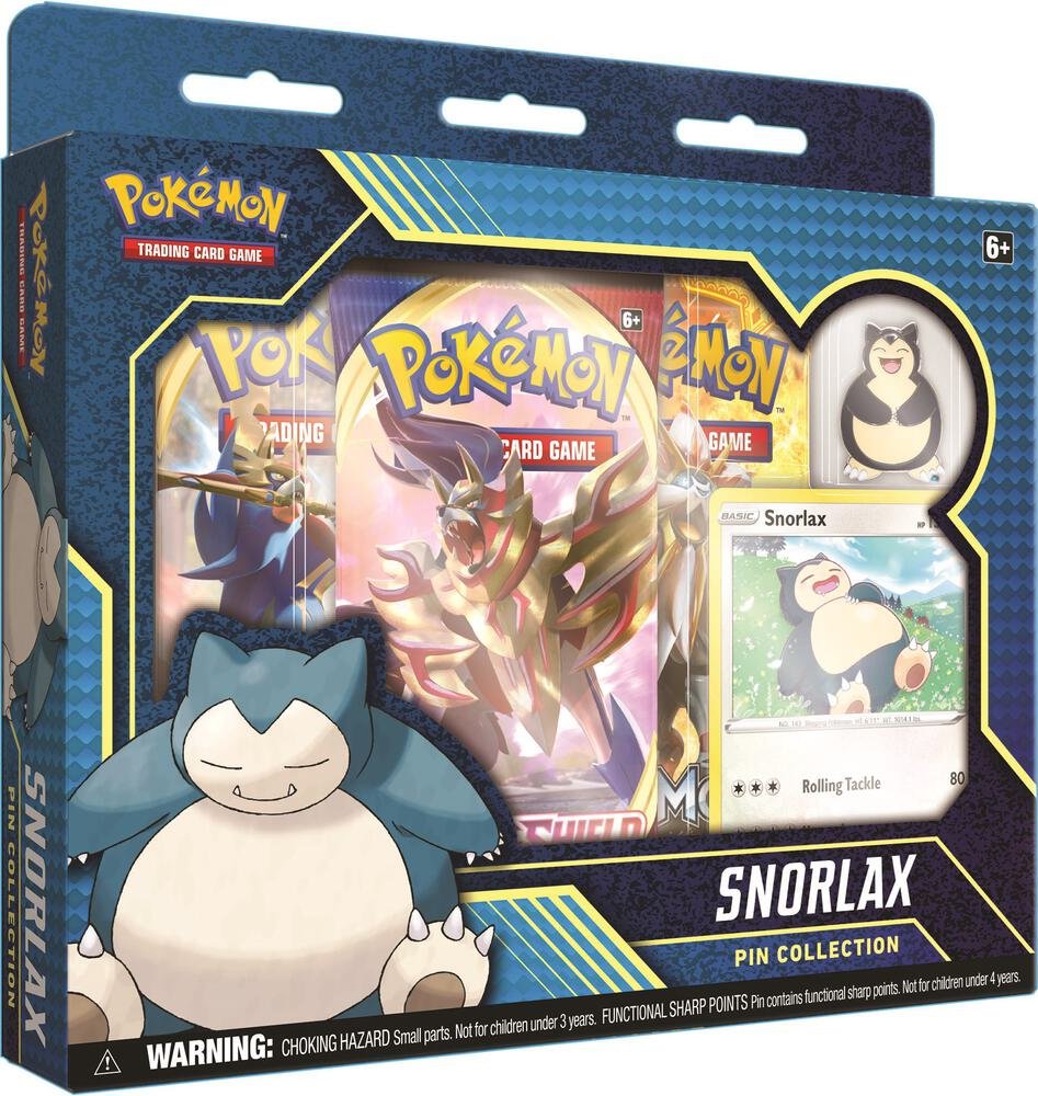 Pokémon TCG Snorlax Pin Collection Box with Promo Card, Collector Pin, and Booster Packs